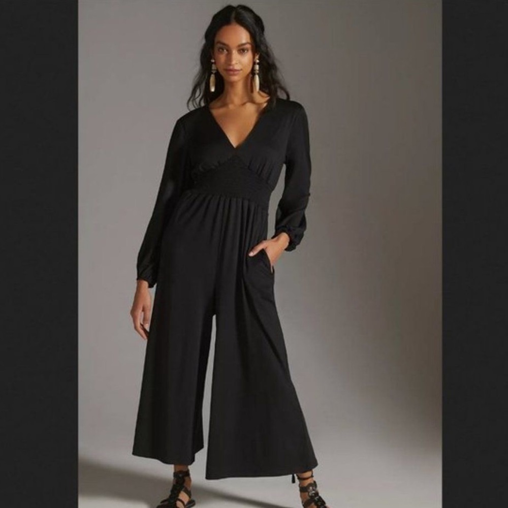 Anthropologie Hutch Wide Leg V Neck Jumpsuit